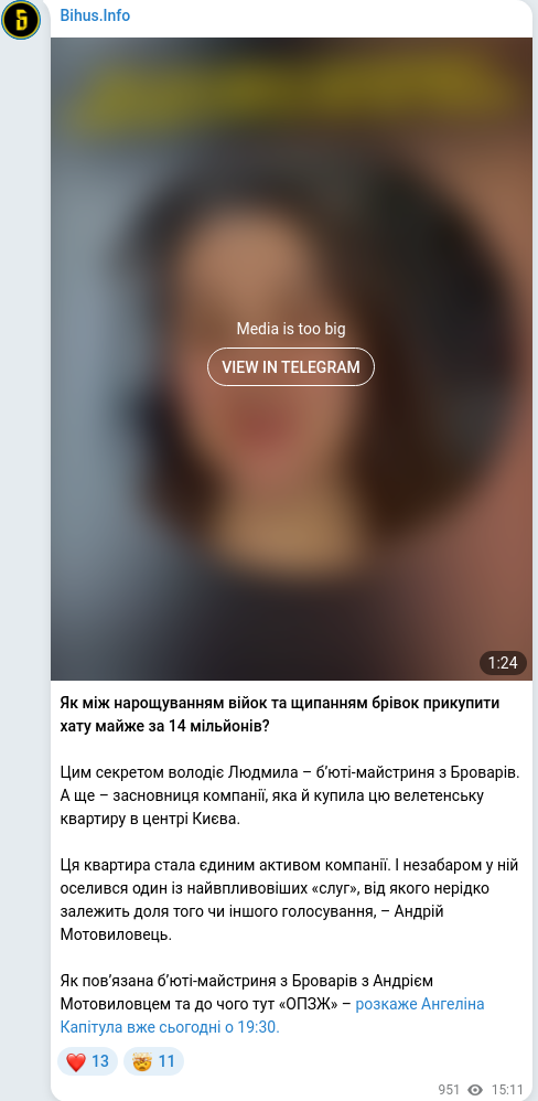 Telegram publication screenshot