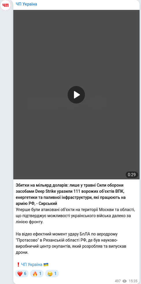 Telegram publication screenshot