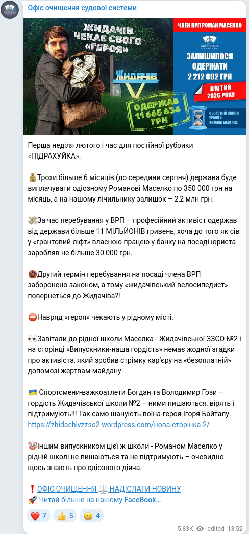 Telegram publication screenshot