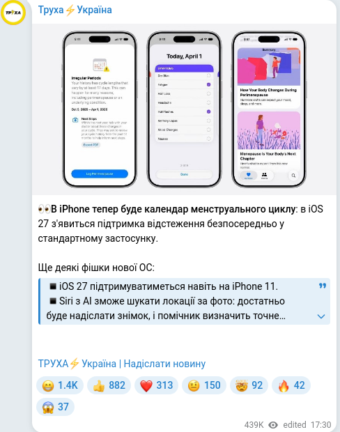 Telegram publication screenshot
