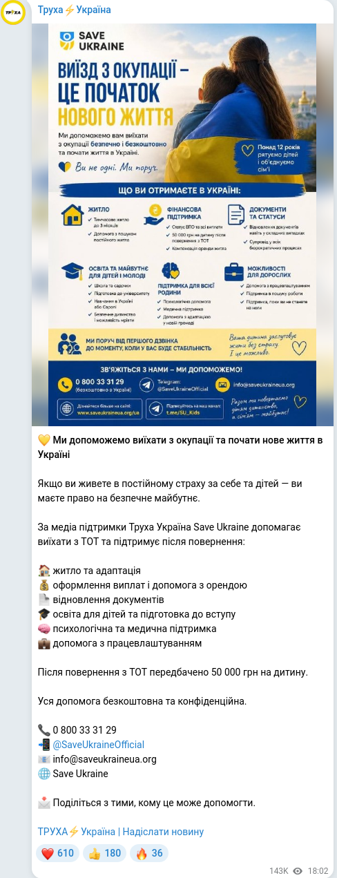 Telegram publication screenshot