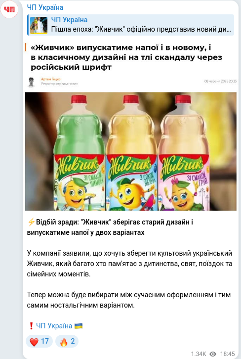 Telegram publication screenshot
