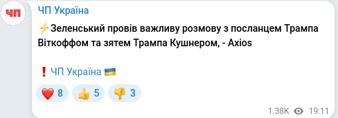 Telegram publication screenshot