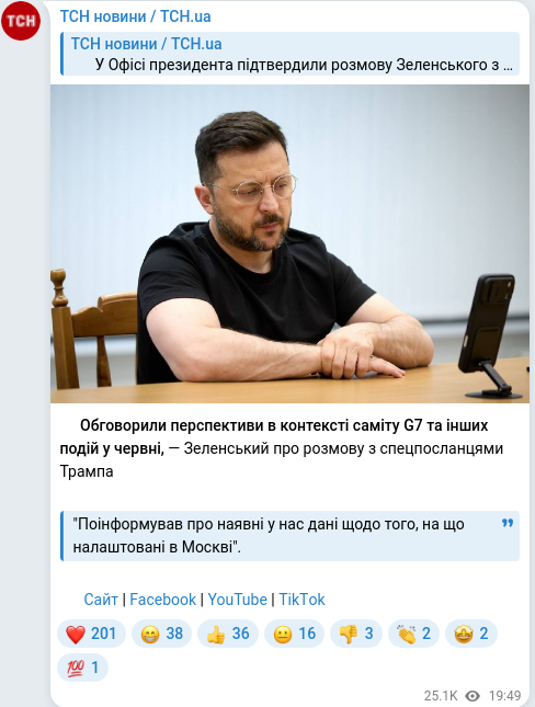 Telegram publication screenshot