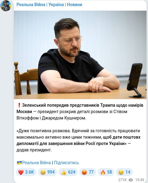 Telegram publication screenshot
