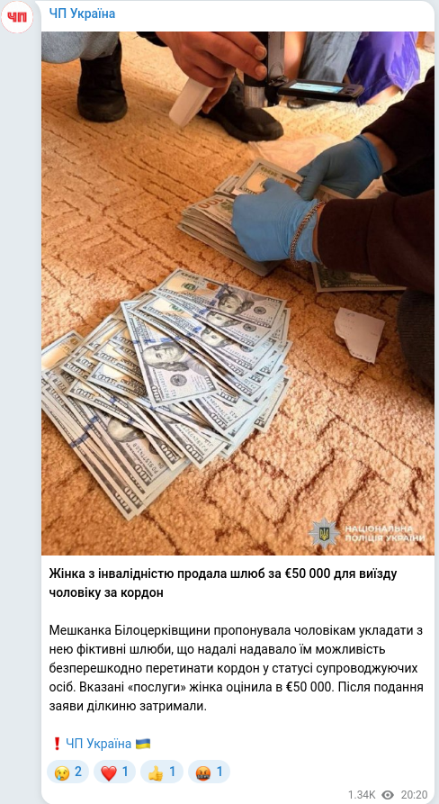 Telegram publication screenshot