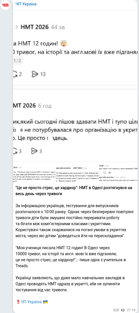 Telegram publication screenshot
