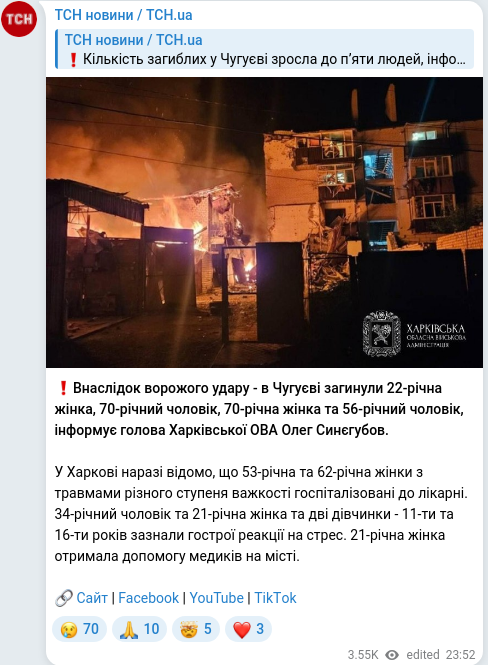 Telegram publication screenshot