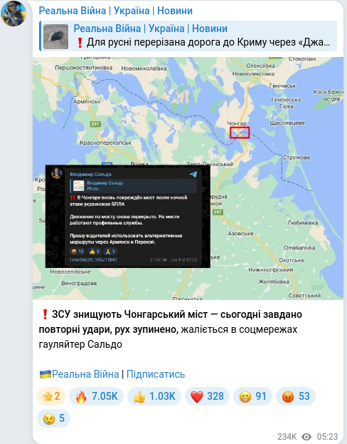 Telegram publication screenshot