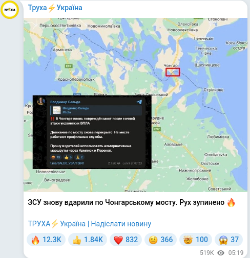 Telegram publication screenshot