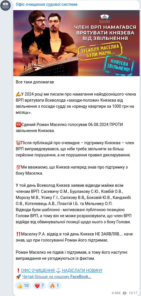 Telegram publication screenshot