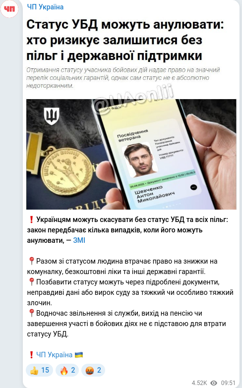 Telegram publication screenshot