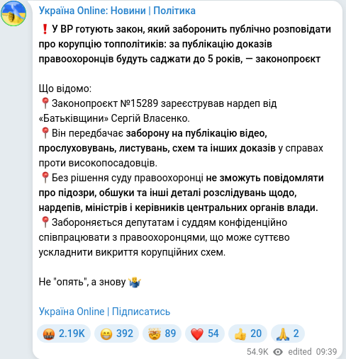 Telegram publication screenshot