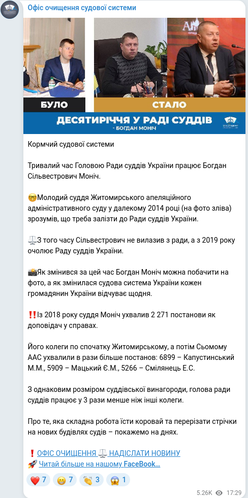 Telegram publication screenshot