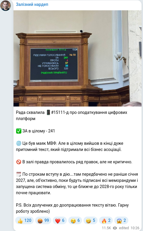 Telegram publication screenshot