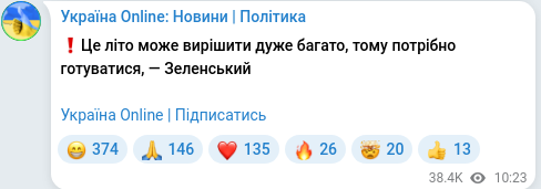 Telegram publication screenshot