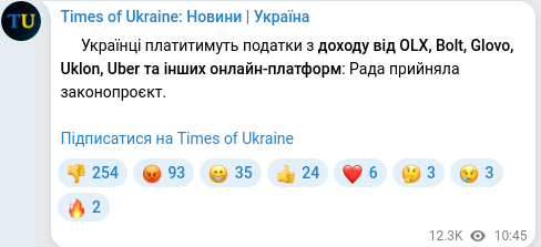 Скріншот Telegram-публікації