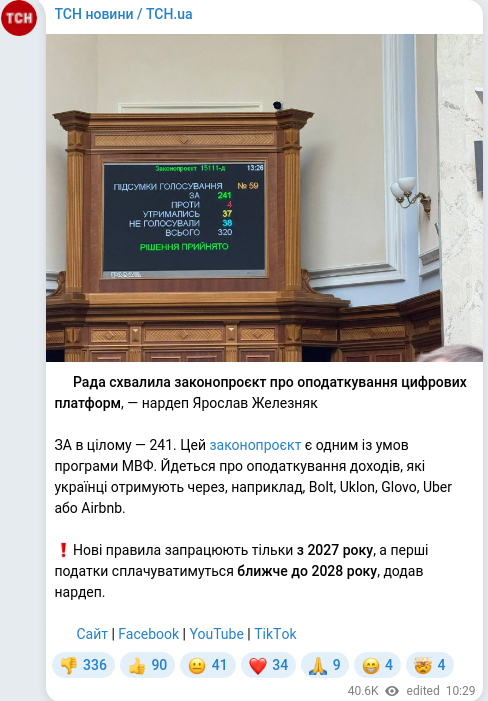 Telegram publication screenshot