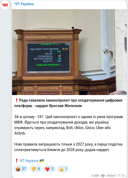 Telegram publication screenshot