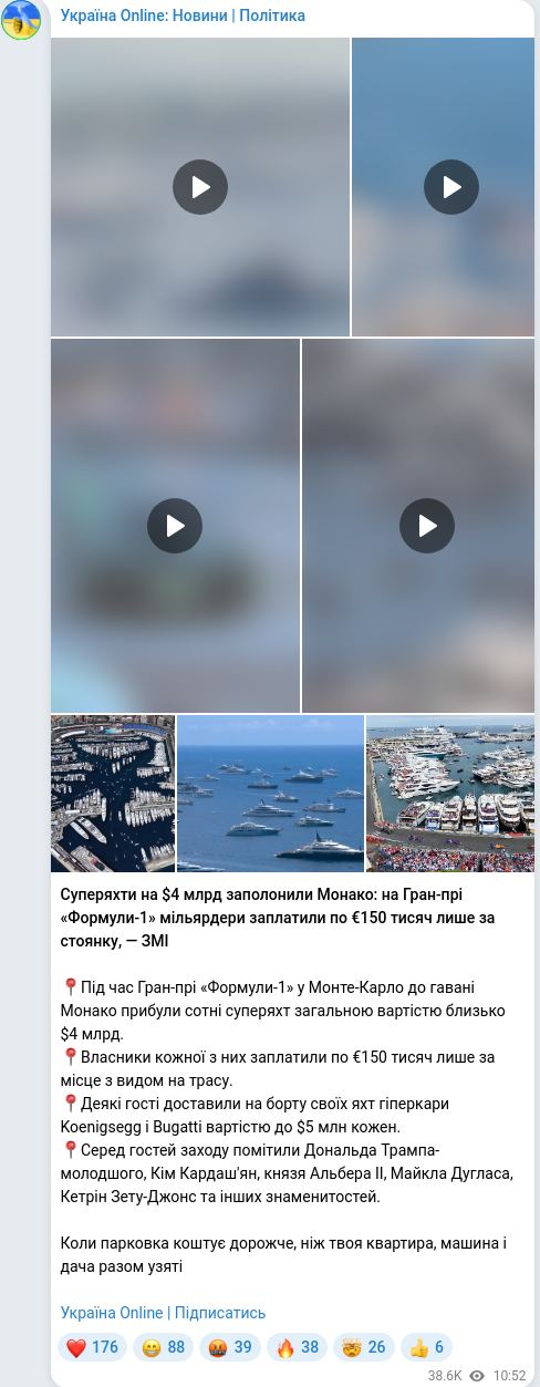Telegram publication screenshot