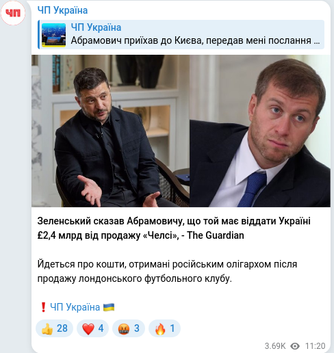 Telegram publication screenshot