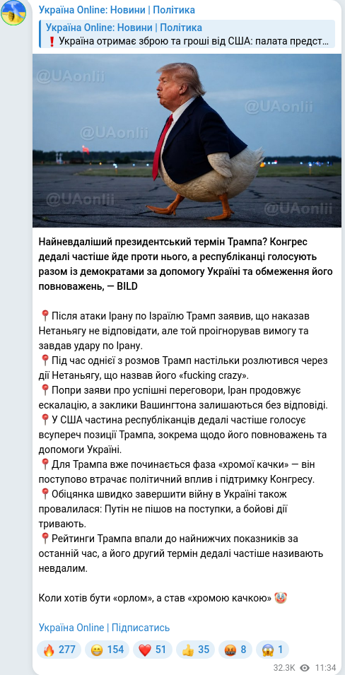 Telegram publication screenshot