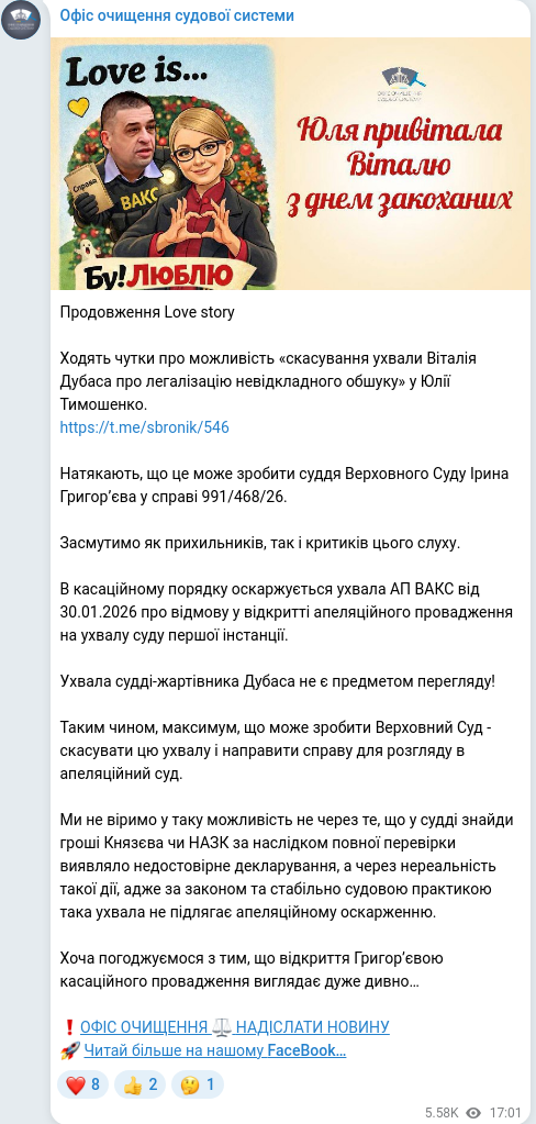 Telegram publication screenshot