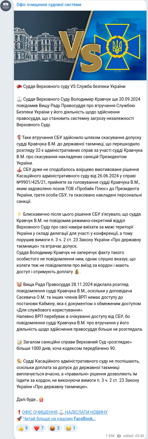 Telegram publication screenshot