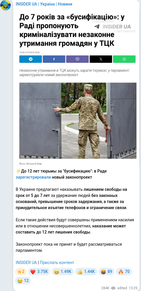 Telegram publication screenshot