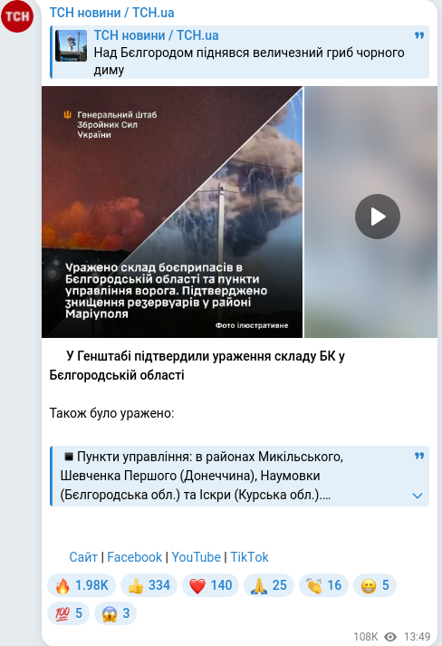 Telegram publication screenshot