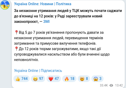 Telegram publication screenshot