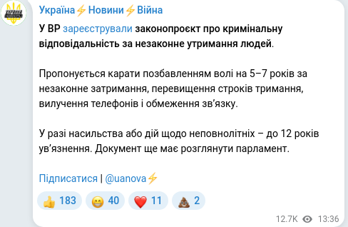 Telegram publication screenshot