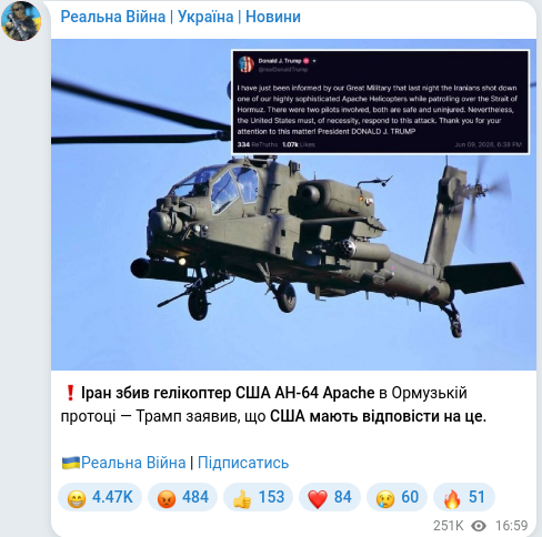 Telegram publication screenshot