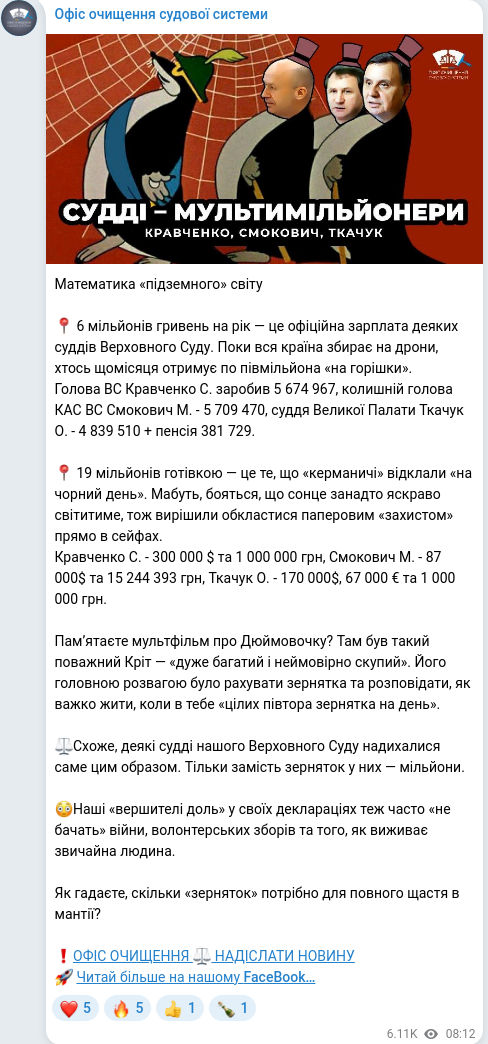 Telegram publication screenshot