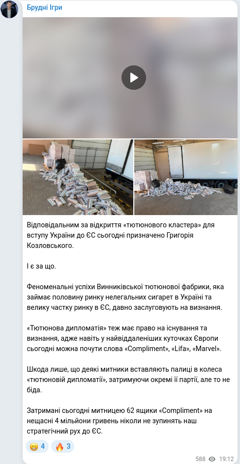 Скріншот Telegram-публікації