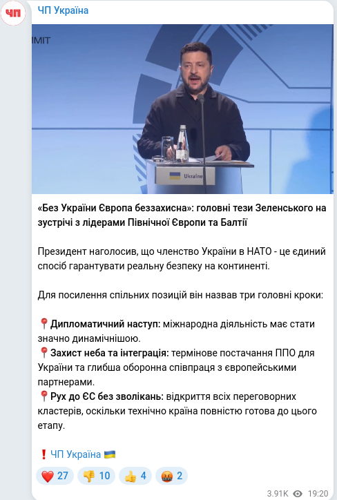 Telegram publication screenshot