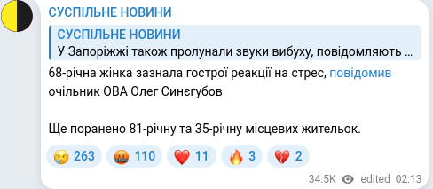 Telegram publication screenshot