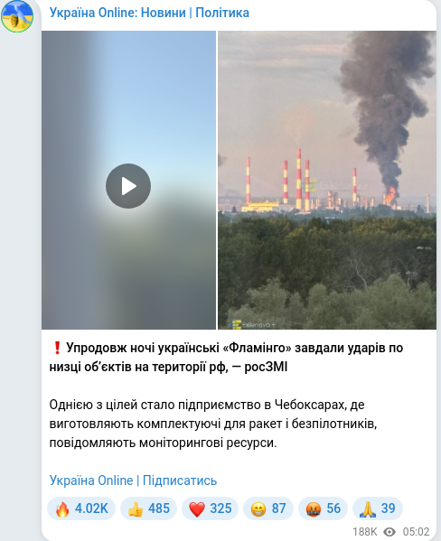 Telegram publication screenshot