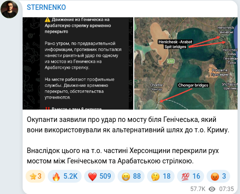 Скріншот Telegram-публікації