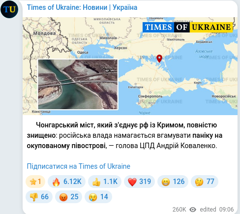 Telegram publication screenshot