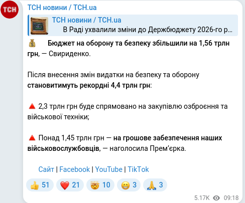 Скріншот Telegram-публікації