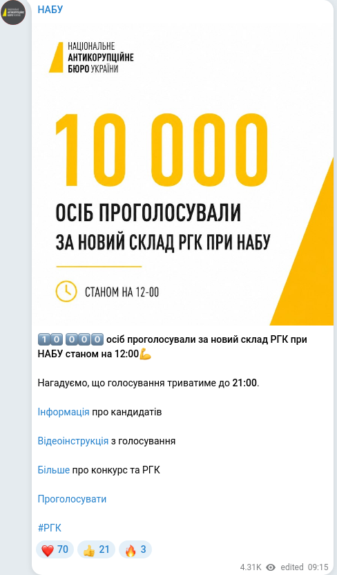 Telegram publication screenshot