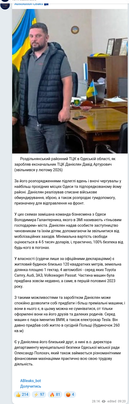 Telegram publication screenshot
