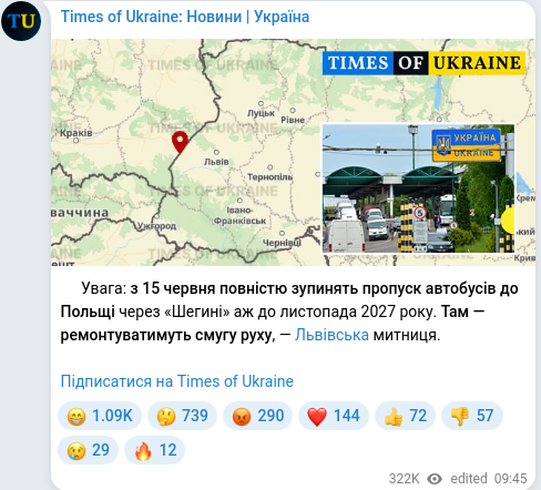 Telegram publication screenshot