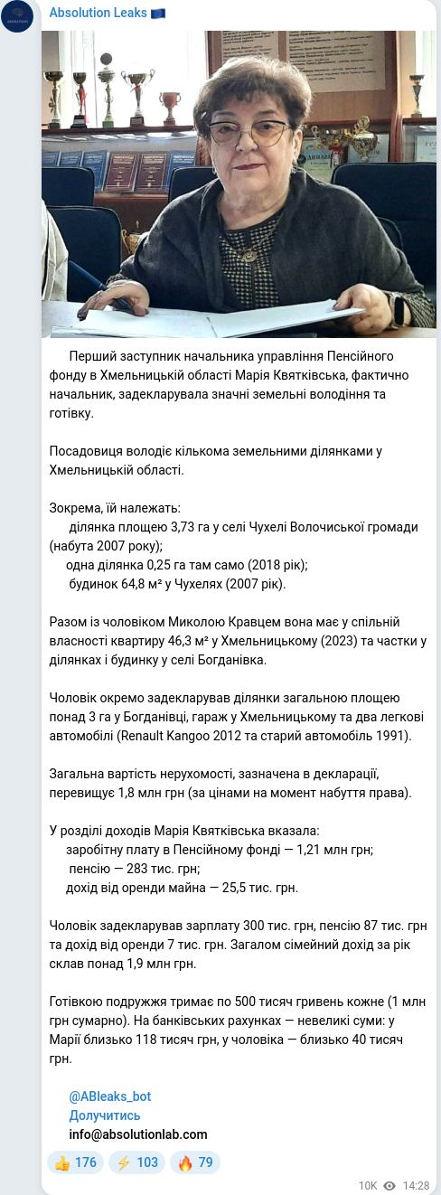 Telegram publication screenshot