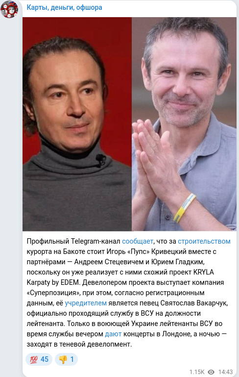 Telegram publication screenshot