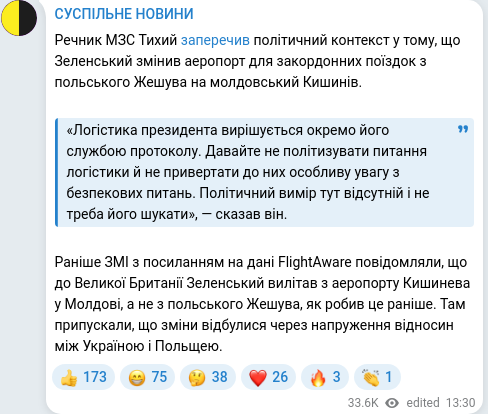 Telegram publication screenshot
