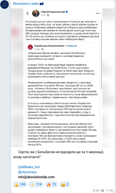 Telegram publication screenshot