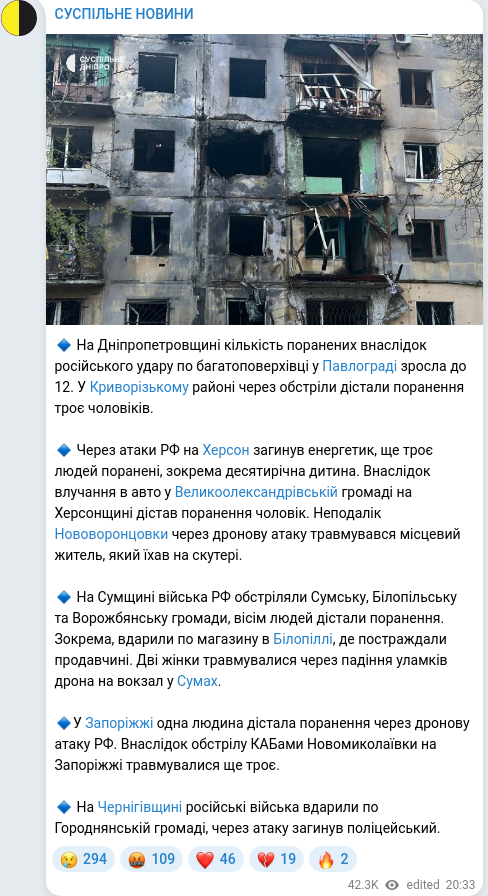 Telegram publication screenshot