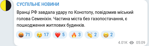 Скріншот Telegram-публікації